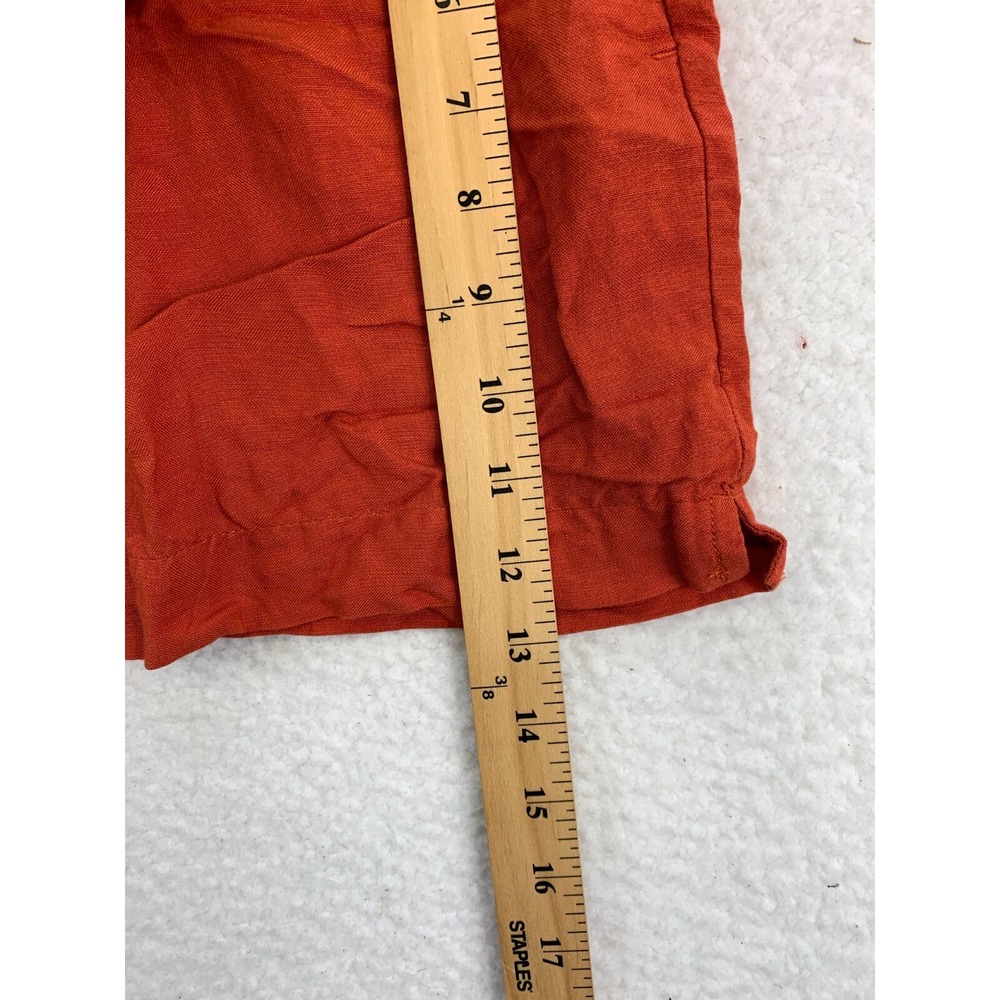 Madewell Linen-Blend Track Shorts Womens M Orange Pleated Elastic Waist Pull On - Picture 5 of 9